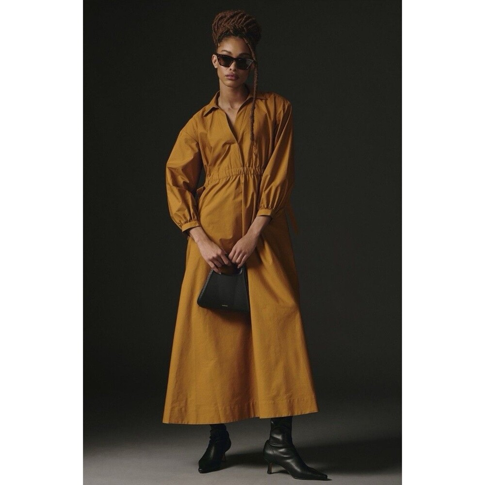 Anthropologie Maeve Cinched Shirt Dress Sz XXSP Cedar